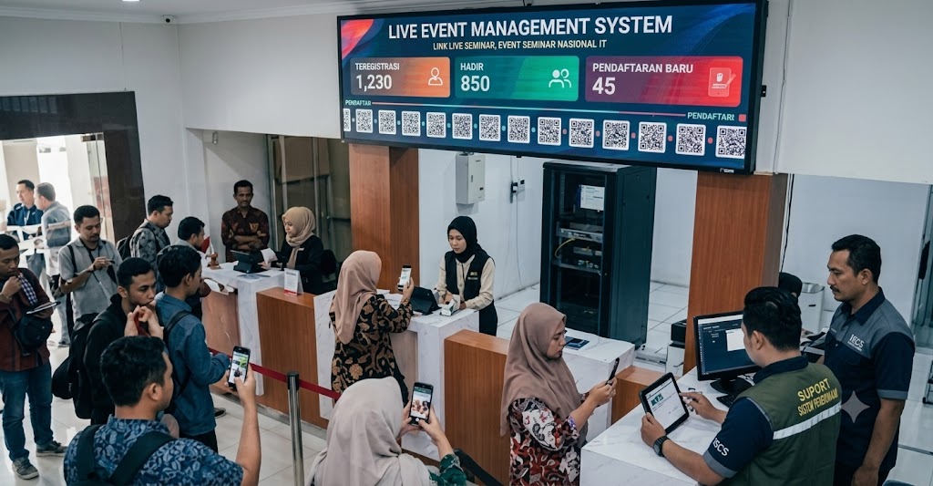 Dashboard kontrol live sistem pendaftaran event dengan QR code